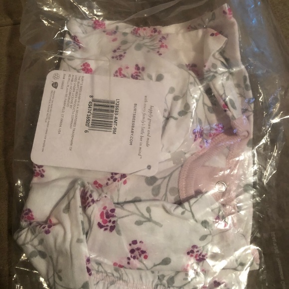 Burts Bee Baby Mosaic Bloom Footed Jumpsuit - Picture 2 of 2